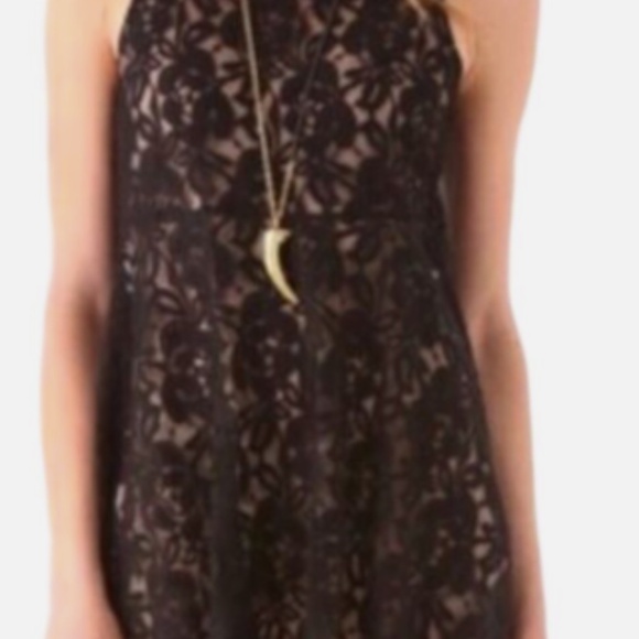Free People Miles of Lace, A-Line, Black and Nude Mini Dress. XS - Picture 8 of 8